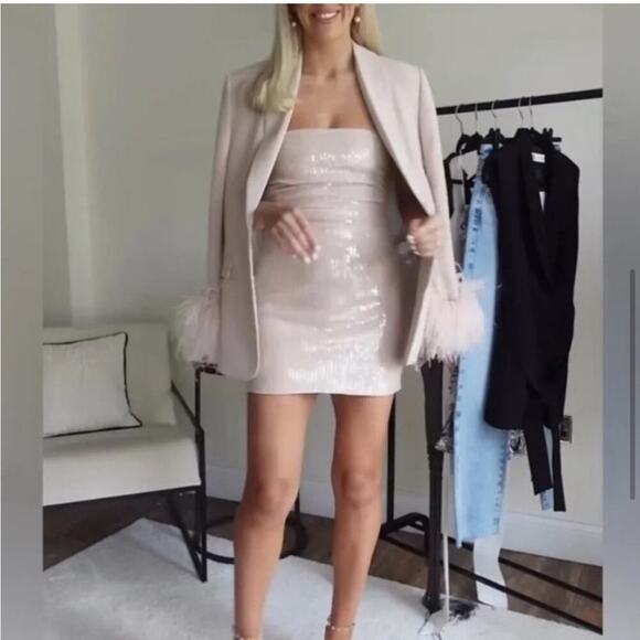 Zara Pink STRAPLESS DRESS WITH SEQUINS Size Extra Large XL - Picture 1 of 10